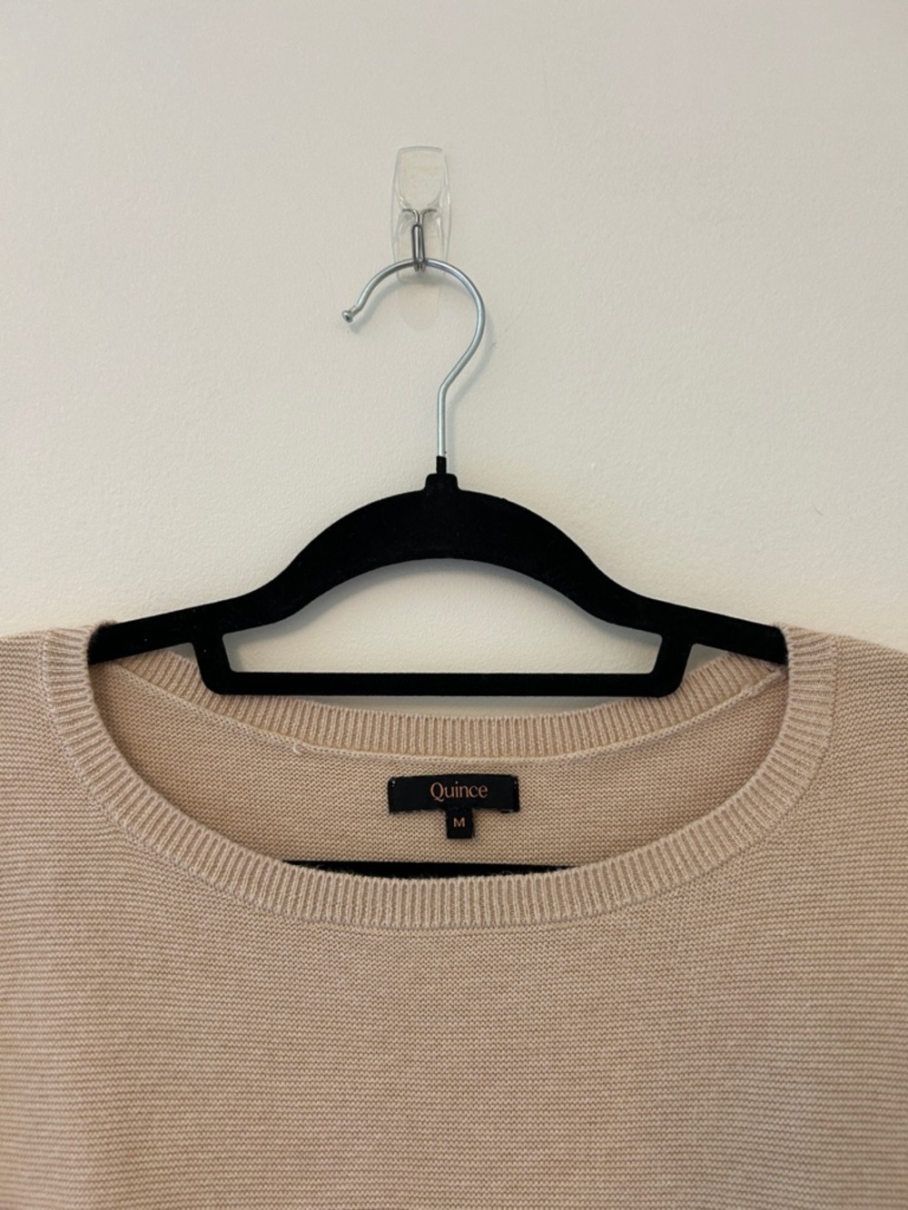 Quince Lightweight Cotton Cashmere Link-Stitch Dolman Sweater in Heather Oatmeal - Picture 5 of 8